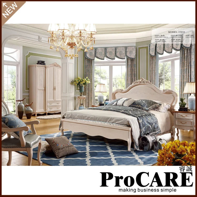 Mais recente de luxo mobília do quarto mobiliário de design cama de casal royal