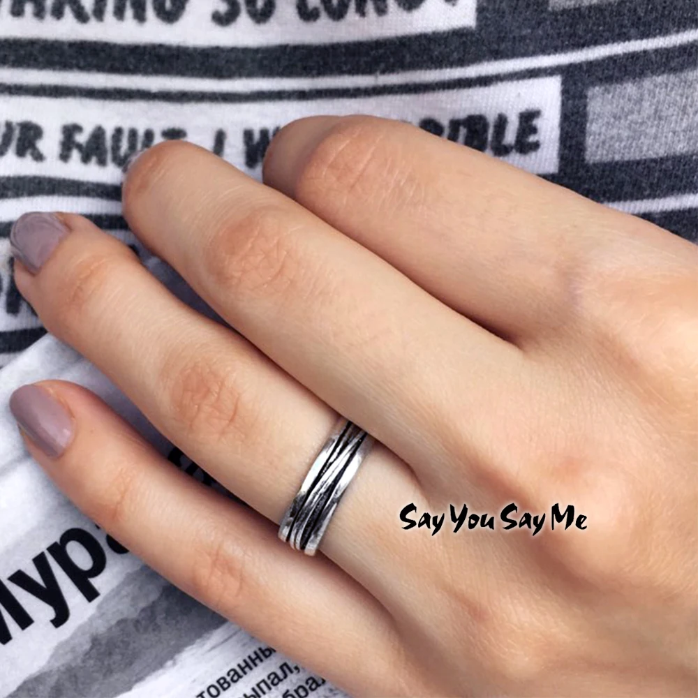 

Say You Say Me 925 Sterling Silver Black Liner Rings Wedding Engagement Jewelry Punk Rock Rings Fashion Jewelry Best Gifts