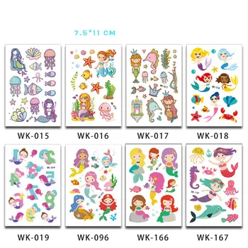 

10pcs Baby Shower Cartoon Mermaid Princess Tattoo Sticker Party Decoration Child Sticker Cute Tattoo Sticker DIY Cup Sticker - C