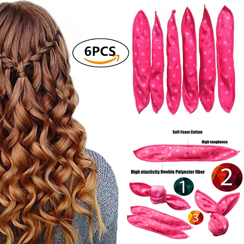 

Factory Outlet 6pcs/set Soft Sponge Hair Rollers Magic Hair Curlers Sleep Hair Rollers No Heat For Long/Short Hair