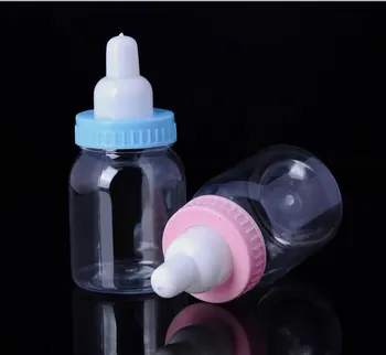 

24pcs/lot 9X4cm Pink /Blue Baby Milk Bottle Candy Box Baby Feeding Bottle Gifts Box For Baby Shower Baptism Decoration