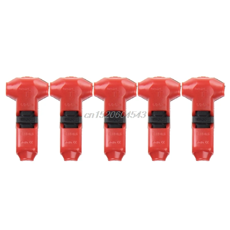 

5Pcs Quick Lock T-type Splice Wire Connectors Terminals Crimp 18-24AWG 300V 10A R06 Drop Ship