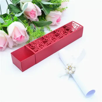 

Red rose elegant wedding invitation box laser cut