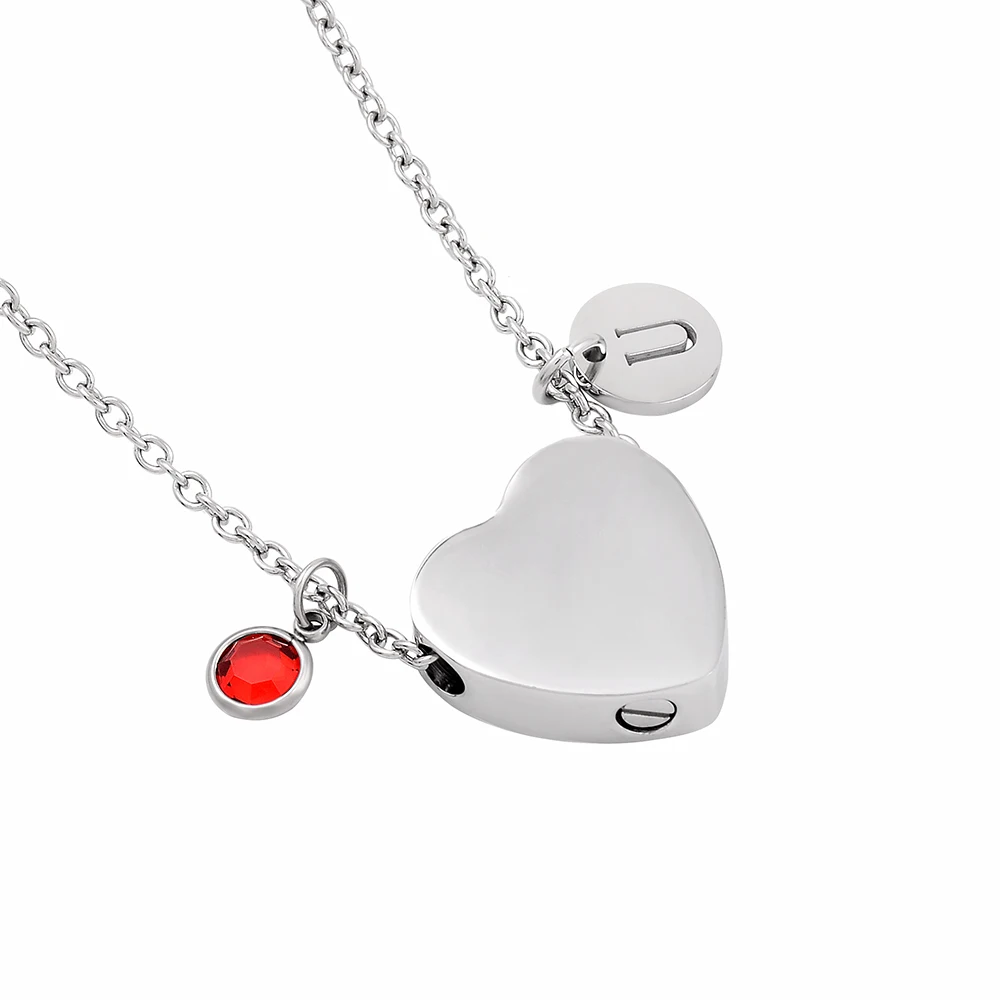 

Slider Heart Stainless Steel Cremation jewelry to hold loved ones ashes -Free Engraving Memorial Urn Necklace For Women Keepsake
