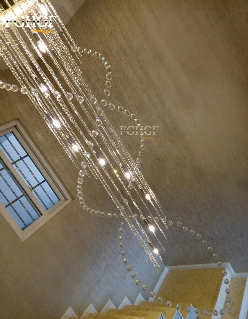 Modern Large Crystal Chandelier Spiral Long Stair Lighting Fixture Luxury Lustres Chandeliers Lighting for Foyer Hotel Villa (4)