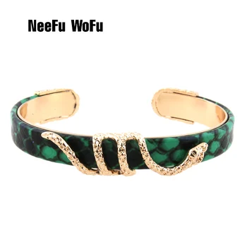 

NeeFuWoFu Bracelets snake Leather Copper Tiger printing Bangles Woman Open Gradient Manual for National Charm Jewelry Gift