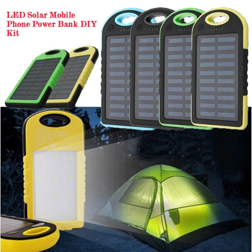 Outdoor Travel Dual USB Solar Mobile Phone Power Bank Case Charger DIY