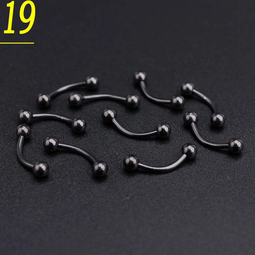 100pcs/set Black Stainless Steel Eyebrow Bar Ball Fashion Body Piercing