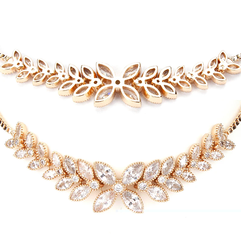WEIMANJINGDIAN Brand Luxury Flower Design Cubic Zirconia Crystal Zircon Adjustable Drawstring Bracelets for Women Jewelry Gifts