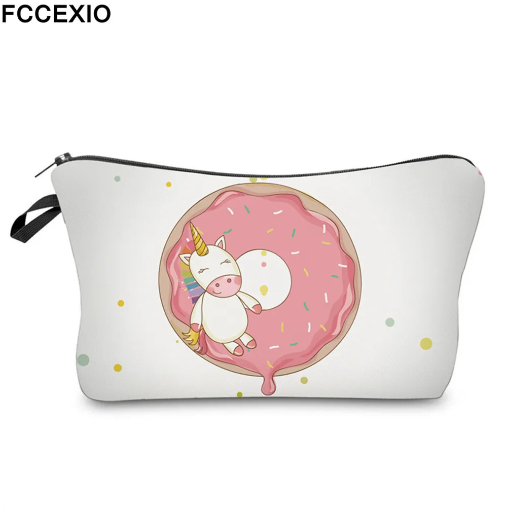 

FCCEXIO New 3D Print Makeup Bags With Unicorn Pattern Cute Cosmetics Pouchs For Travel Ladies Pouch Women Cosmetic Bag 11