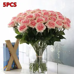 Свадебные украшения 5 шт. свежие розы Искусственные цветы Настоящее сенсорный розовыми цветами дома вечерние или день рождения цветок