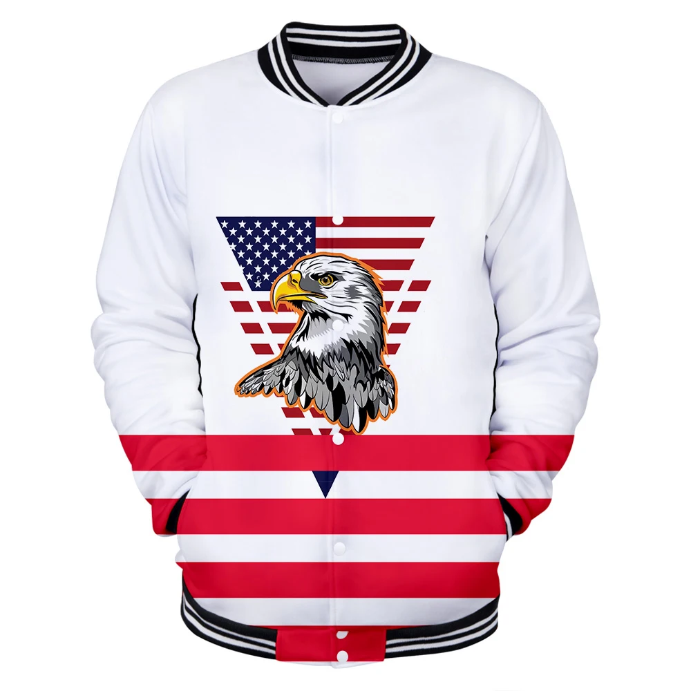 Популярная Новая Мужская/Женская 3D бейсбольная куртка с принтом «День независимости Америки», трендовая брендовая бейсбольная куртка для мальчиков и девочек, Лидер продаж года