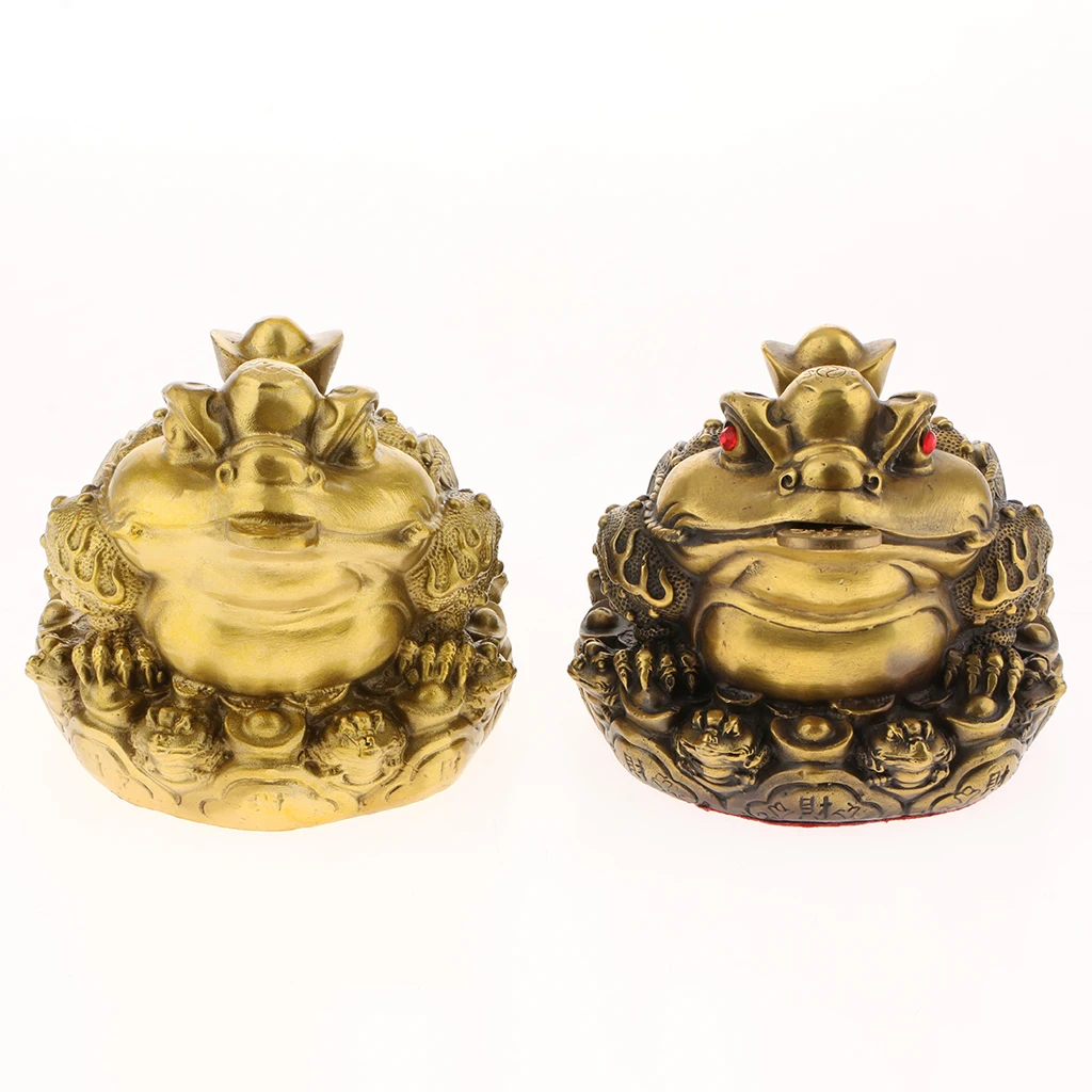 Feng Shui Toad Money LUCKY Fortune Wealth Chinese Golden Frog Toad Coin Home Office Decoration Tabletop Ornaments Gifts