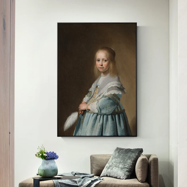 Portrait Of A Dressed In Blue Canvas Art Wall Paintings By Portrait Of A Dressed In Blue Canvas Art Wall Paintings By Johannes Vermeer Dutch Golden Age Prints For Living Room