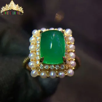 

3 Carats emerald and 18K gold ring and 24pcs Diamonds ring