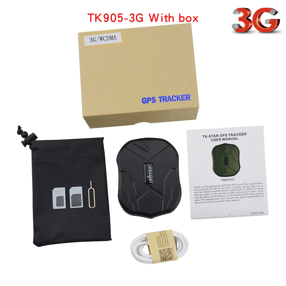 Устройство слежения в режиме реального времени tk905-3g 3g WCDMA gps трекер Движение Сигнализация простое управление устройство автомобиля дистанционно голосовой монитор - Цвет: 3GTK905 withbox
