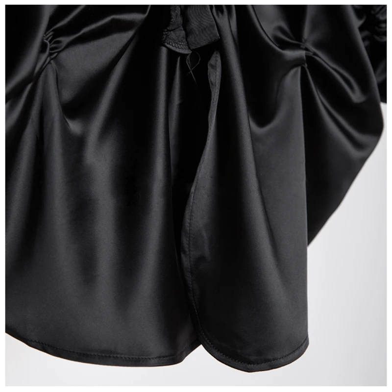 Высокая улица Новая мода дизайнерская блузка женская с длинным рукавом складка атласная рубашка