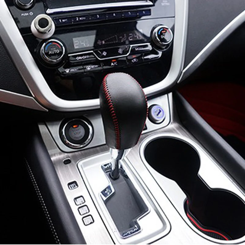 

Free Shipping High Quality Cowhide Top Layer Leather Automatic Gear Shift Collars Gear Cover For Nissan Murano