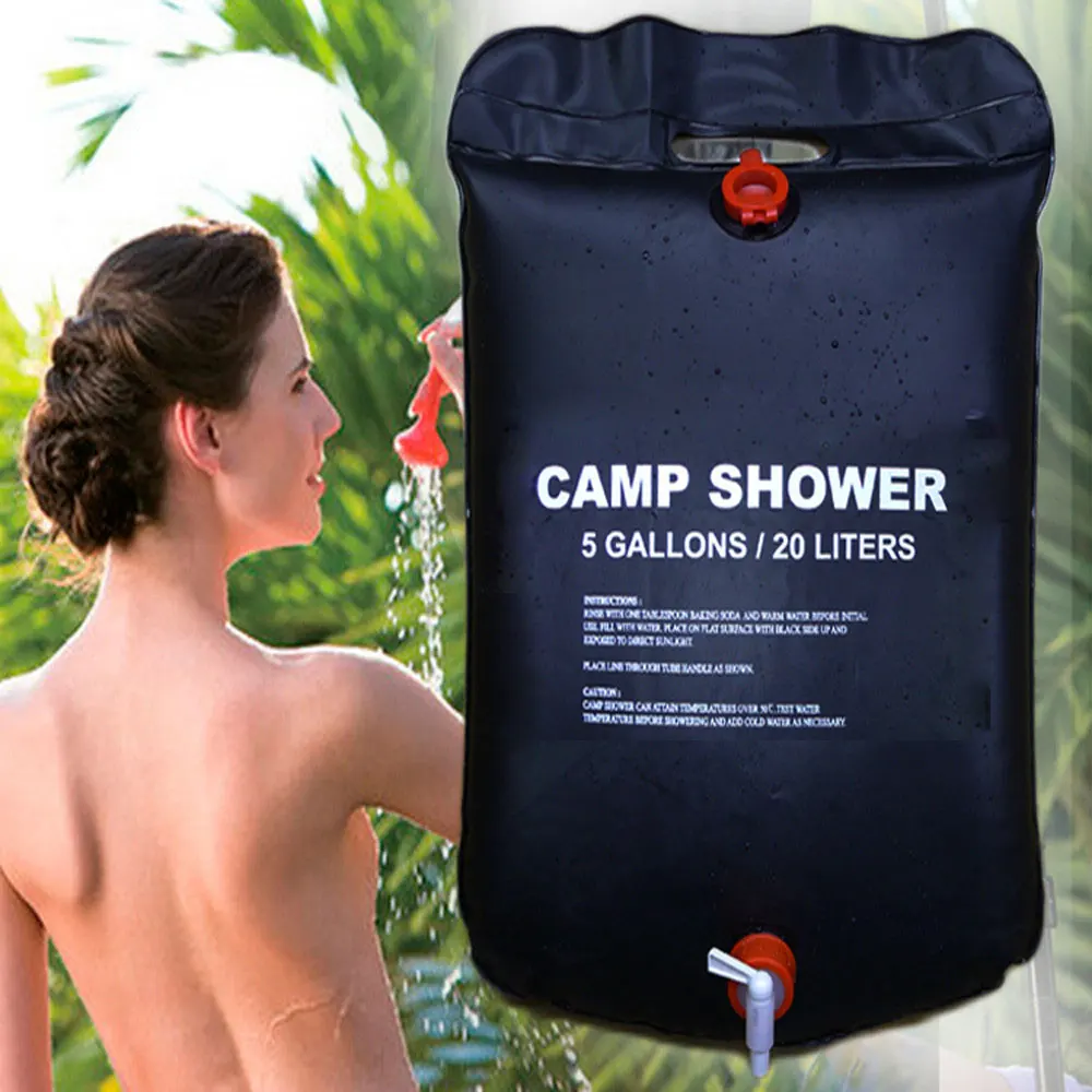

20L Water Bag Foldable Solar Energy Heated Camp PVC Shower Bag Outdoor Camping Travel Hiking Climbing BBQ Picnic Water Storage