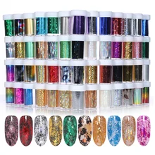 4*100 см/рулон Фольга для ногтей голографическая красочная переводная вода наклейки набор смешанных 100 узоров DIY дизайн ногтей наклейки украшения