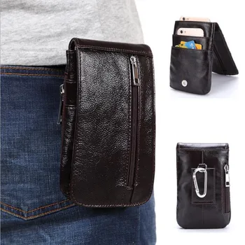 

2018 Men's Oil Waxed Genuine leather Purse Waist Bag Fanny Pack Soft Small Money Phone Pocket WAIST PACK Cover Hasp Bags