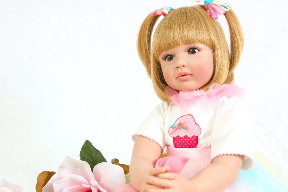60 см мягкие куклы для новорожденных блонд большой размер куклы для девочек Кукла Reborn 3/4 силиконовая кукла-младенец рождественские игрушки для продажи