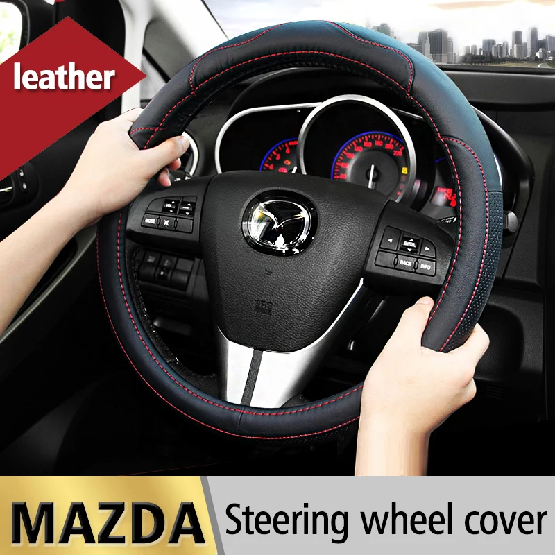 Leather Car Steering Wheel Cover Case For Mazda 2 3 Mazda 6 Axela Atenza CX-3 CX-5 CX5 CX-7 CX-9 2015 2016 2017 2018 Accessories Leather Car Steering Wheel Cover Case For Mazda 2 3 Mazda 6 Axela Atenza CX-3 CX-5 CX5 CX-7 CX-9 2015 2016 2017 2018 Accessories