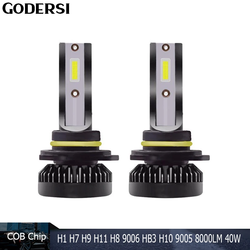 

Car Headlight Bulb COB Chips H7 H4 LED H8/H11 9005 HB4/9006 9012 9005 40W 8000lm Auto Bulb Headlamp 6000K Light 12V Led Light