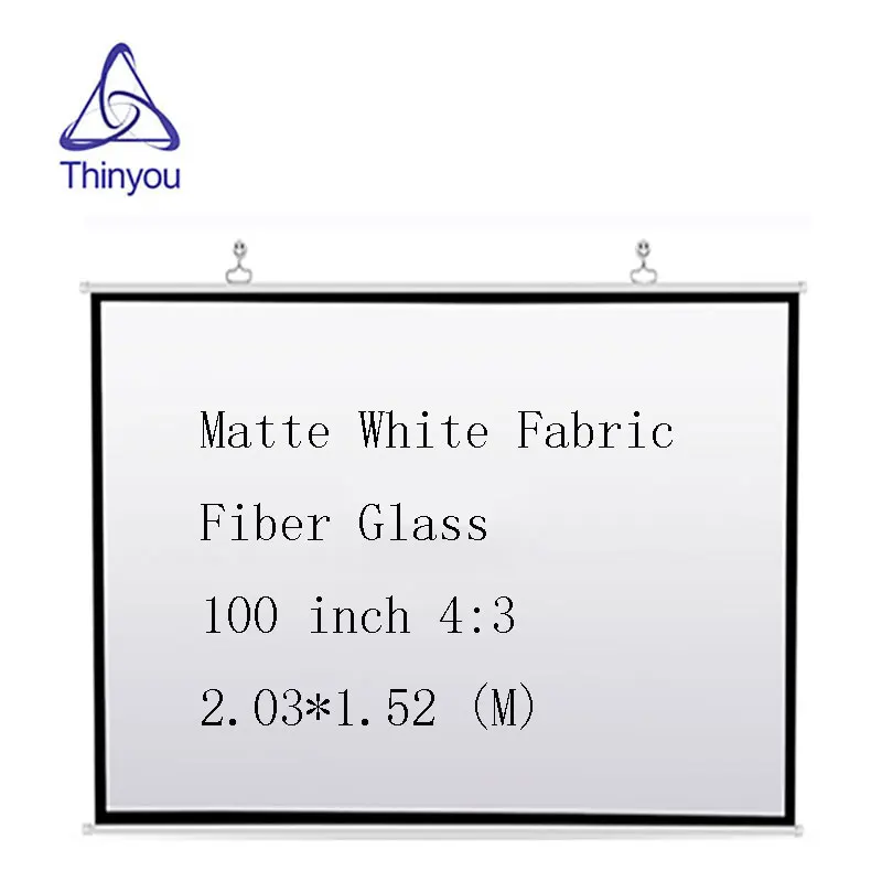 Thinyou 100 inch 4 3 font b projector b font screen Matte White Fabric Fiber Glass