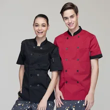 (5 get 10% off, 10 get apron)High-end classy man/woman chef wear uniform clothes short sleeve restaurant hotel kitchen coverall