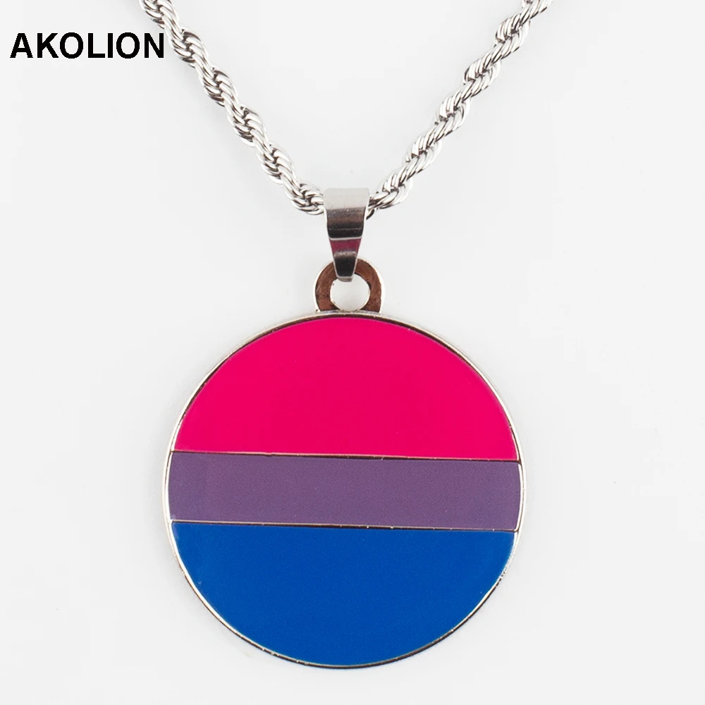 

Bisexual Pride Necklace Transgender Bisexual Lipstick Lesbian Genderqueer Straight Necklace XY0314