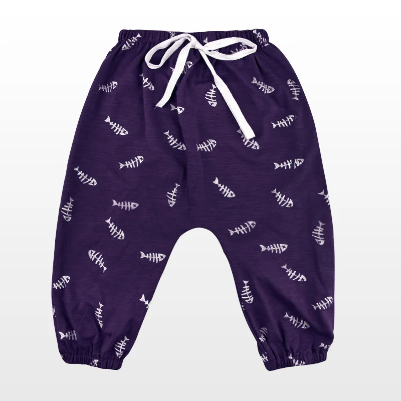 Весенне-летние детские леггинсы тонкие противомоскитные штаны для мальчиков и девочек хлопковые брюки ярких цветов Детская Пижама - Цвет: Purple