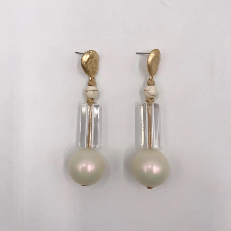 

Kara&Kale Boho Fashion Jewelry Gothic Transparent Resin Artificial pearl Beads Earings Vintage Gold Earrings For Women ED022