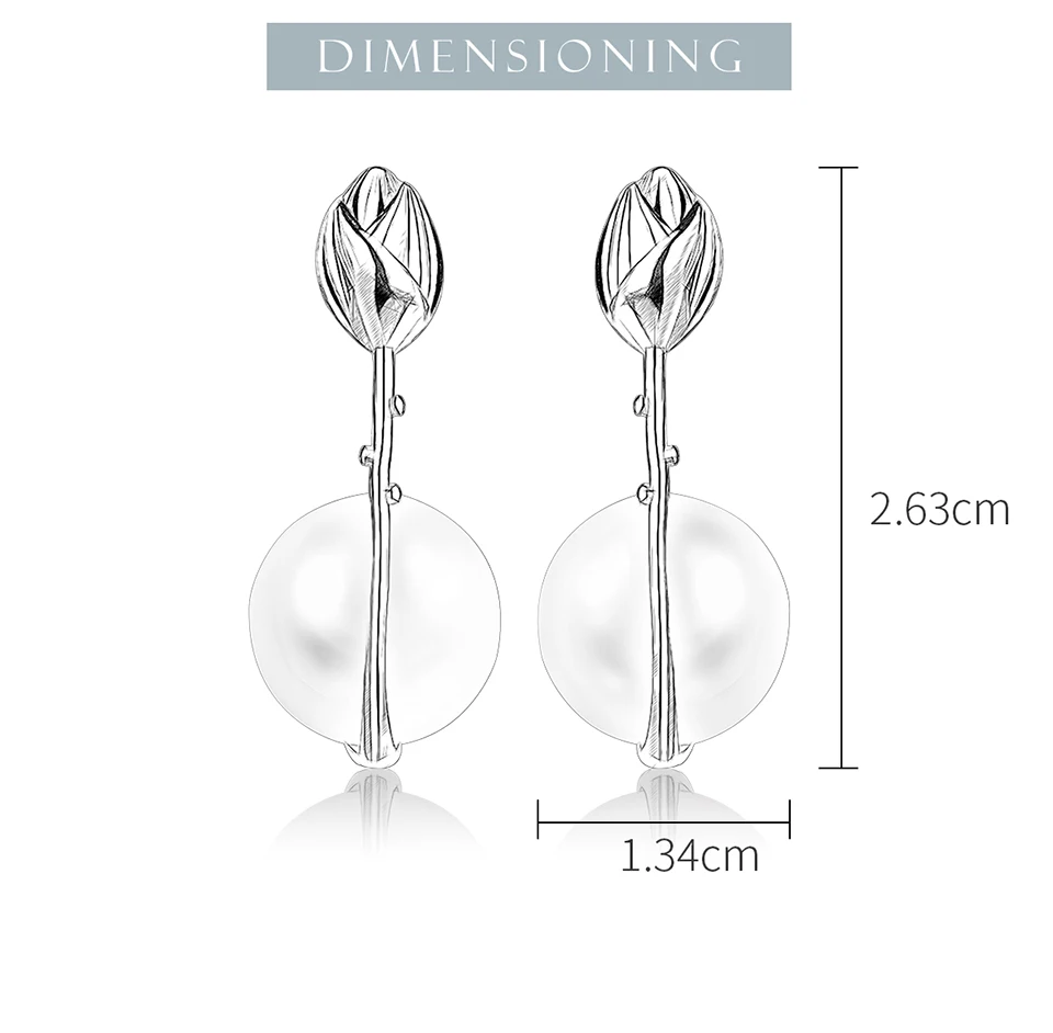 Muduh Collection Real 925 Sterling Silver Earrings Handmade Fine Jewelry Lotus Flower Mother of Pearl Dangle Earrings for Women Brincos