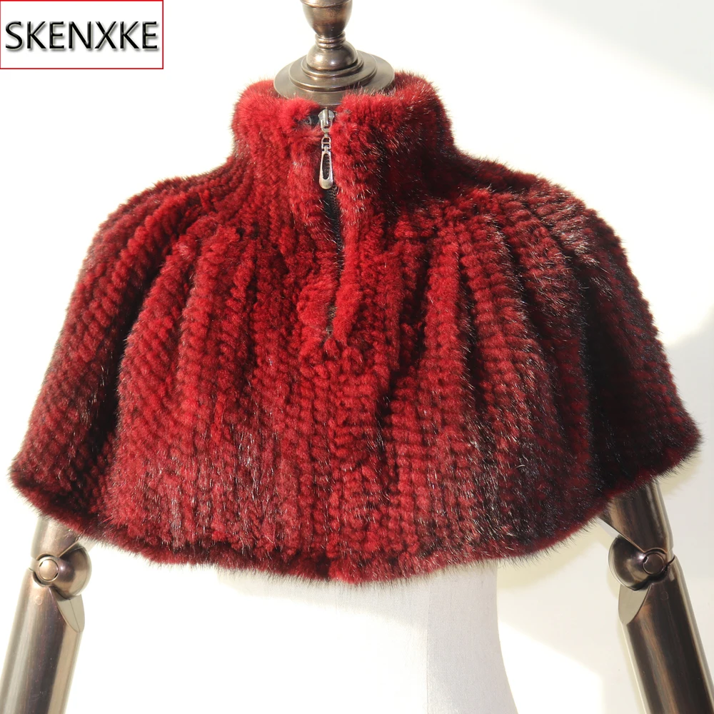

2019 New Brand Women Winter Real Mink Fur Poncho Scarf Knitted 100% Natural Real Mink Fur Pashmina Female Mink Fur Shawl Scarves