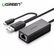 Ugreen OTG Ethernet Micro USB 2,0 к RJ 45 сетевой адаптер 10/100 Мбит/с для Pind коммутатор Планшеты Android телефон OTG Ethernet