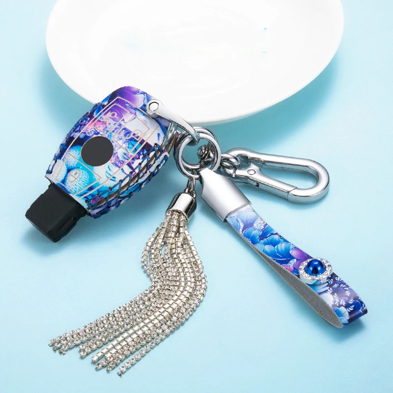 

Car Key Cover Case For Mercedes Crystal Key Chain Key ring Benz W204 W205 W212 C E S GLA GLC GLK AMG colorful paint smart key