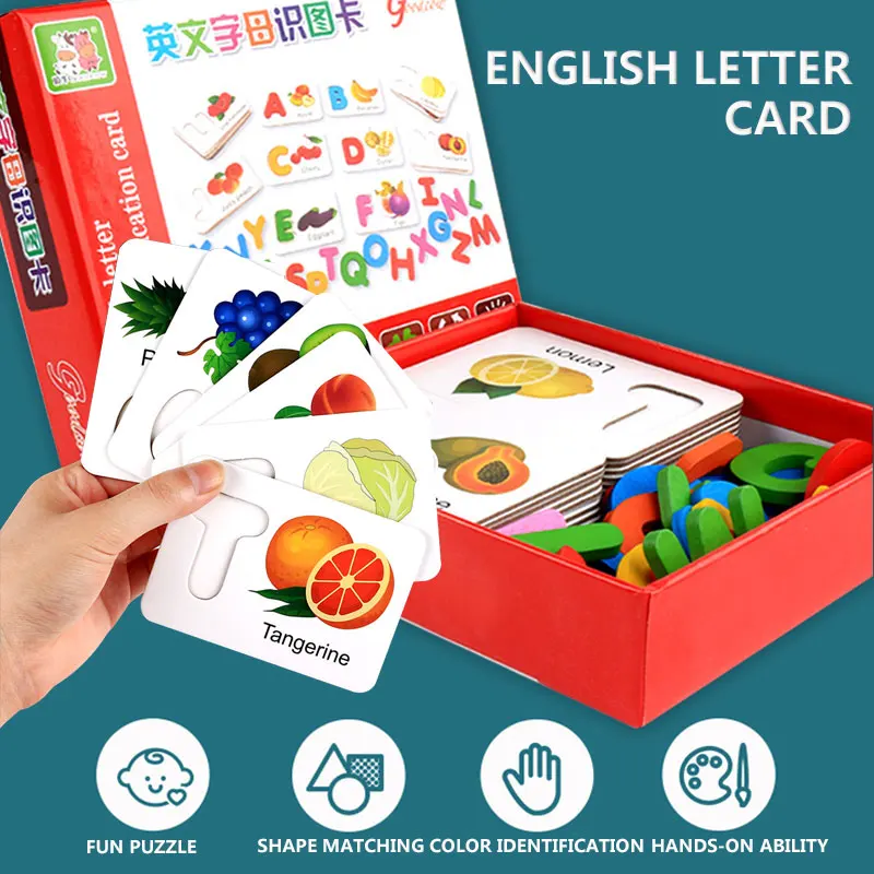 

Match Toy Puzzle Fruit Creativity Thinking Educational Colorful Cards Preschooler Wood Words Abc Learning Letter Card