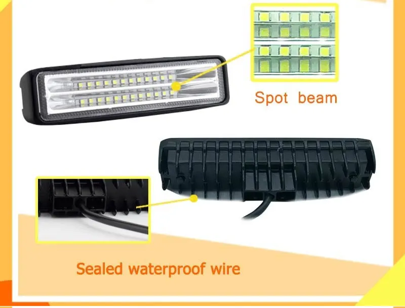 Рабочий светильник Led Bar Offroad 12 в 72 Вт 6 дюймов Автомобильный светильник для ATV SUV трактор Мотоцикл лодка автобус противотуманный светильник луч двухрядный точечный светильник
