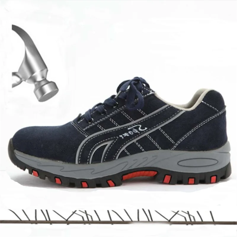 

Plus 35-46 Unisex Cow Suede Waterproof Steel Toe Work Safety Boots Anti-smashing Anti-slip Steel Puncture Proof Men Work Shoes