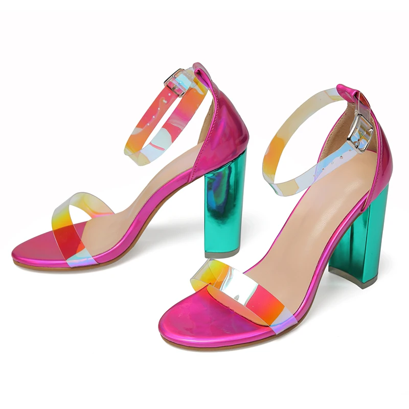 Г., женские босоножки Обувь знаменитостей в простом стиле, прозрачные босоножки с ремешками и пряжками из ПВХ женская обувь на высоком каблуке