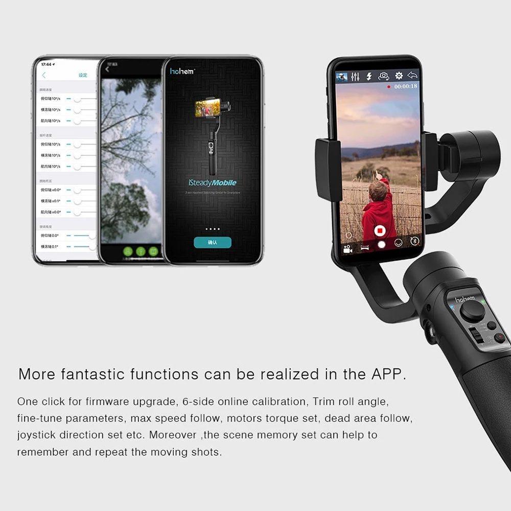 Hohem isconstante móvel 3 axis handheld cardan