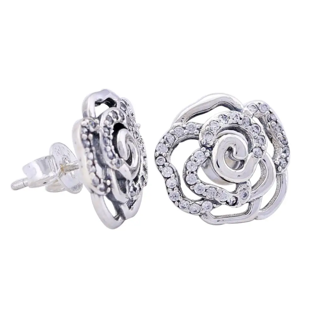 

Ajax 925 Sterling Silver Rose Personality Earrings For Fashionable Ladies