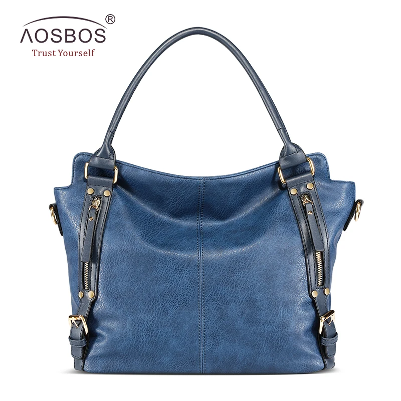 

Aosbos Women Multifunction PU Leather Shoulder Bag Ladies Large Capacity Vintage Handbag Female Solid Fashion Casual Tote Bags