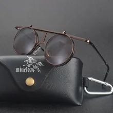 MINCL/СТИМ панк готический Винтаж раскладушка солнцезащитные очки личности раскладушка очки металлические панк Солнцезащитные очки с коробкой LXL