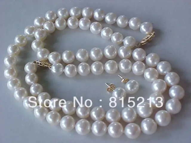 

ddh00720 SET OF 9-10MM AAA GENUINE WHITE PEARL NECKLACE, BRACELET & EARRINGS 14K