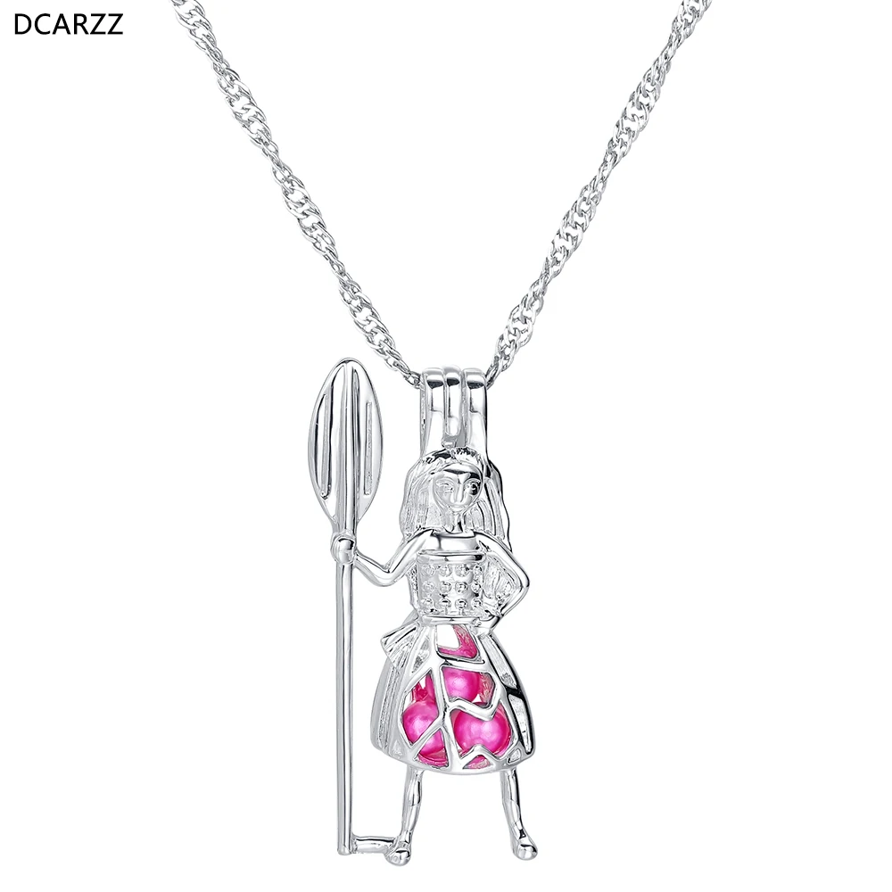 

Moana Pearl Cage Pendant with Silver Chain Cartoon Princess Necklace Adult Moana Cosplay Costume Women/Girls Gift DIY Jewelry