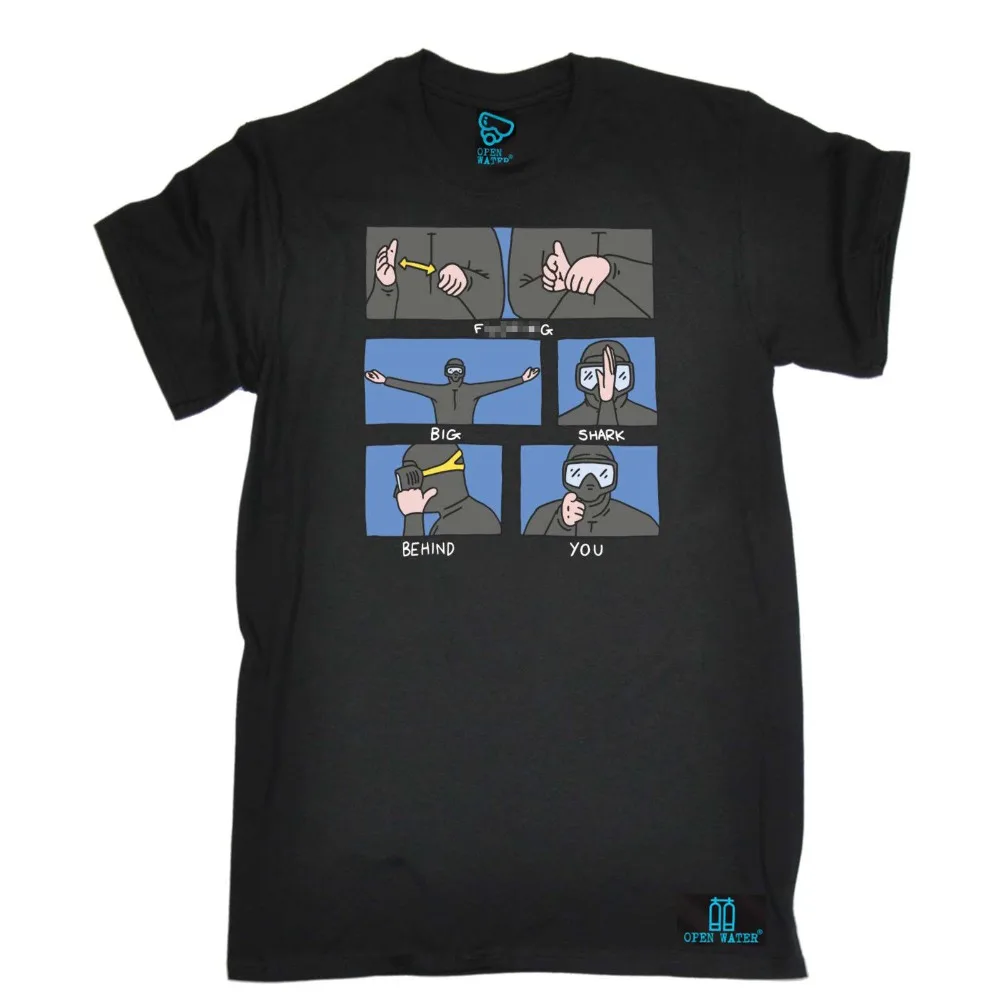 

New 2019 Cotton Diving - Big Shark Behind You - Diver Tank Mask Funny Birthday T-SHIRT Short-Sleeve T-Shirt