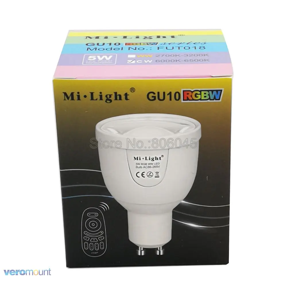 AC86-260V 2,4G GU10 5W RGBCW или RGBWW WiFi Светодиодный точечный светильник Milight FUT018 2,4G беспроводной пульт дистанционного управления/управление через WiFi