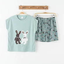 Новинка года; сезон весна-лето; пижамный комплект с короткими рукавами для женщин; пижамы из хлопка; mujer; домашняя одежда;